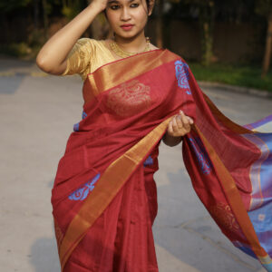 Red-rose-raw-silk-silk-mark-certified